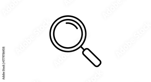 Simple line art icon of a magnifying glass for search and zoom.