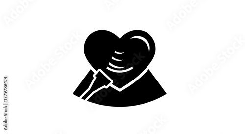 Heart Ultrasound Icon Symbol Medical Technology.