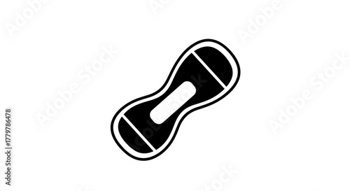 Black and white peanut shape illustration on white background.