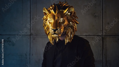 Man with a lion's head - lionheart model professional executive - alpha male predator