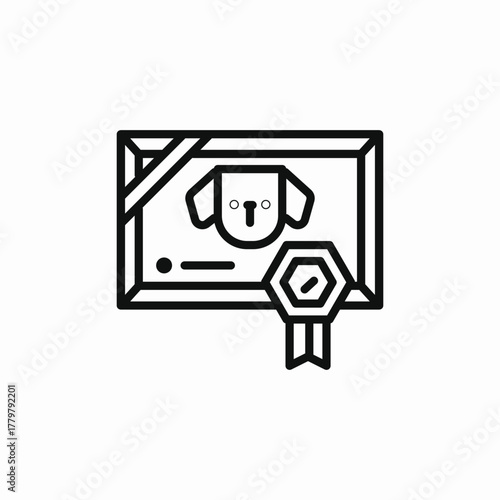 dog certificate icon sign vector