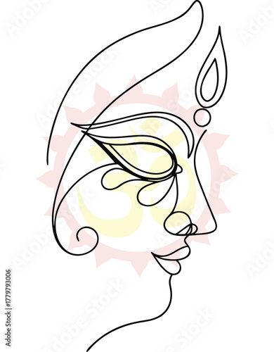 Elegant Line Art of a Serene Face with a Delicate Floral Background Offering a Peaceful Meditative Aesthetic and Minimalist Charm for Spiritual and Creative Designs