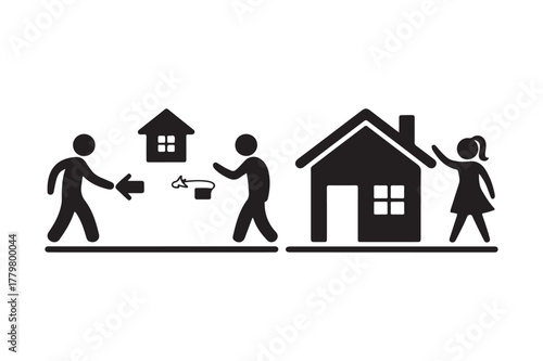 Family moving into a new home with a real estate agent