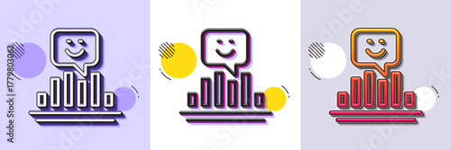 Smile chart line icon. Halftone dotted pattern. Gradient icon with grain shadow. Positive feedback rating sign. Customer satisfaction symbol. Line smile icon. Various designs. Vector