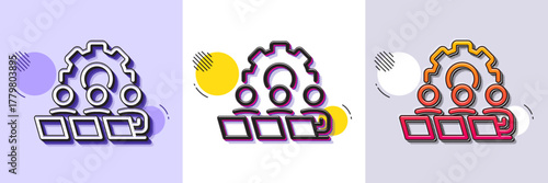 Teamwork line icon. Halftone dotted pattern. Gradient icon with grain shadow. Remote office sign. Team employees symbol. Line teamwork icon. Various designs. Vector
