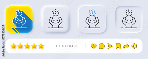 Difficult stress line icon. Neumorphic, Flat shadow, 3d buttons. Anxiety depression or panic sign. Mental health symbol. Line difficult stress icon. Social media icons. Vector