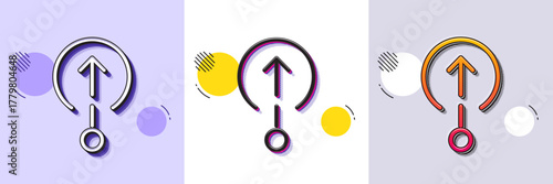 Swipe up line icon. Halftone dotted pattern. Gradient icon with grain shadow. Scrolling arrow sign. Landing page scroll symbol. Line swipe up icon. Various designs. Vector