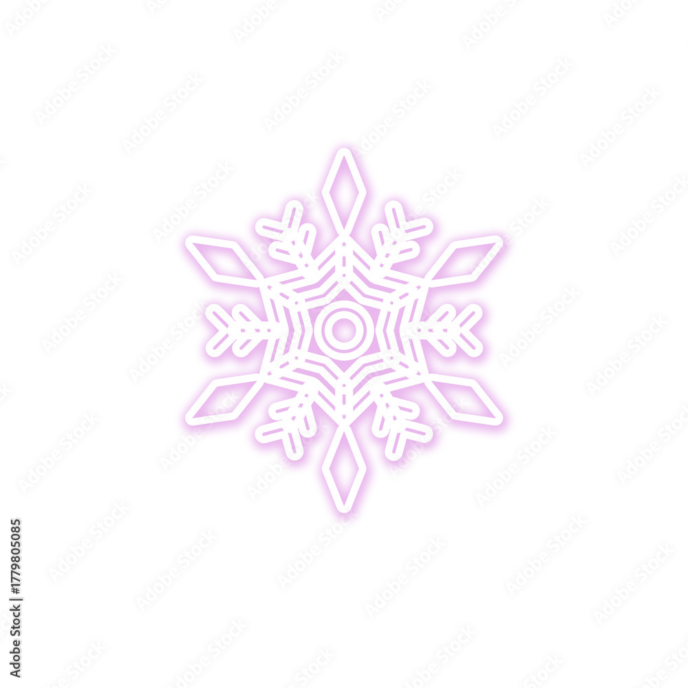 Fototapeta premium PNG, Elegant snowflake in pastel purple and white against a stark.