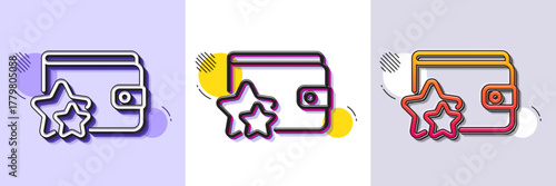 Loyalty program line icon. Halftone dotted pattern. Gradient icon with grain shadow. Bonus points. Discount wallet symbol. Line loyalty program icon. Various designs. Vector