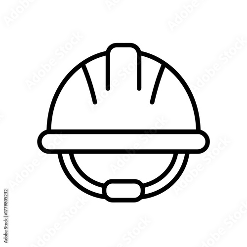 Minimal black hard hat vector representing safety, durability, and professionalism, ideal for industrial branding and engineering graphics.