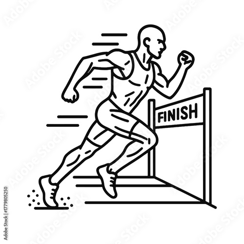 Precision-drawn black running vector showing athlete on track with motion details, ideal for sports branding, competition art, and fitness visuals.