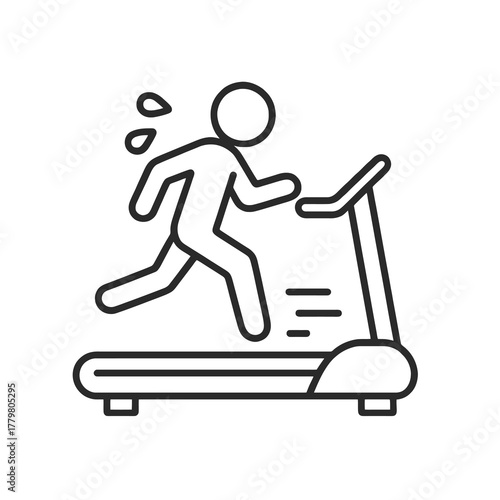 Minimal black treadmill running icon representing fitness routine, exercise motivation, and modern indoor sports equipment.