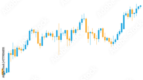 Colored stock market chart template and quotes on a white background