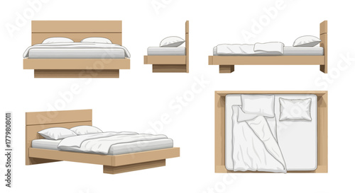 Vector Bed Design Multiple View Angles.