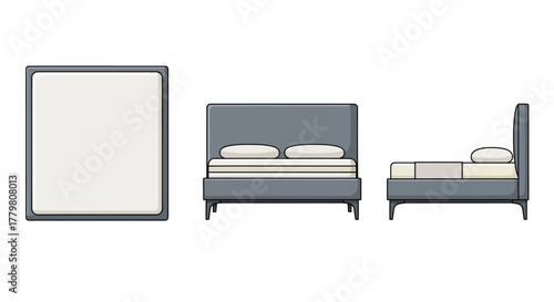 Vector Bed Design Multiple View Angles.