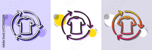 Change clothes line icon. Halftone dotted pattern. Gradient icon with grain shadow. Shirt sign. Clothing t-shirt symbol. Line change clothes icon. Various designs. Vector