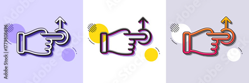 Drag drop gesture line icon. Halftone dotted pattern. Gradient icon with grain shadow. Slide arrow sign. Swipe action symbol. Line drag drop icon. Various designs. Vector