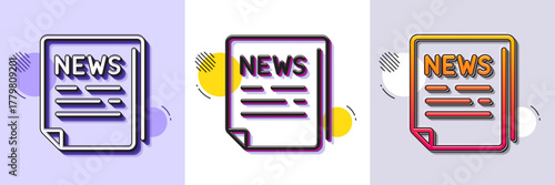 Fake news line icon. Halftone dotted pattern. Gradient icon with grain shadow. Propaganda conspiracy newspaper sign. Wrong truth symbol. Line fake news icon. Various designs. Vector