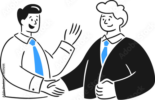 Business handshake agreement partnership collaboration success deal negotiation cooperation vector art isolated on transparent background, vector illustration
