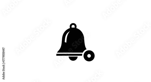 A striking black silhouette of a bell icon, symbolizing ringing and notifications, presented as a thin, editable stroke vector illustration. This versatile graphic is perfectly suited for a wide