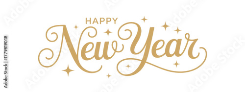 Happy new year text lettering callygraphy vector eps

