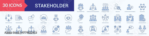 stakeholder icon set blue illustration vector