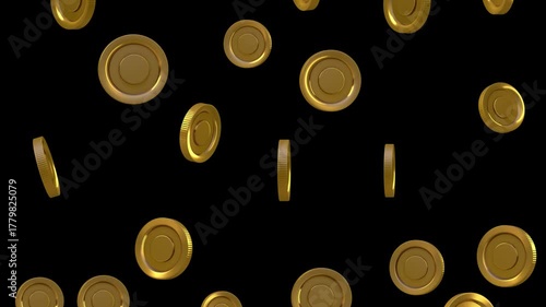 Falling Gold Coins Animation Transparent