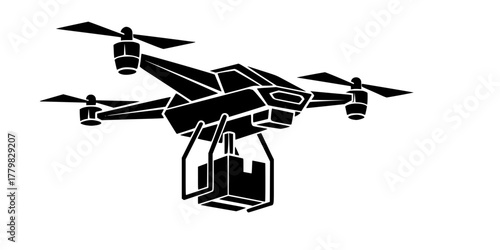 Drone Delivery Geometric Minimalist Flat Vector Icon
