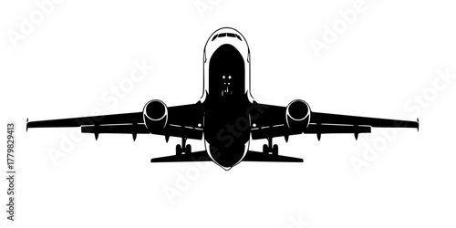 Airplane Takeoff Clean Geometric Silhouette Flat Vector