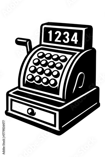 Classic Vintage Cash Register Monochrome Vector Icon Generative AI