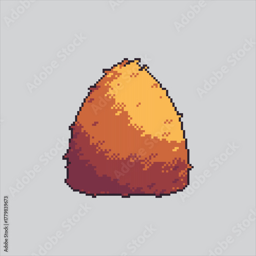 Pixel art illustration Barn Hay Bale. Pixelated Farm Hay Bale. Barn Farm Hay Bale Icon pixelated for the pixel art game and icon for website and video game. old school retro.