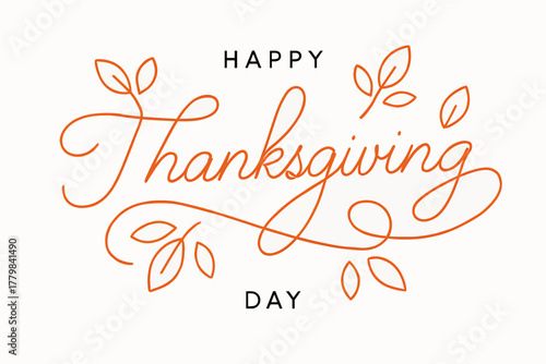 One-Line Script Typography Happy Thanksgiving Day Greeting