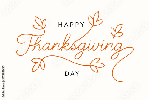 One-Line Script Typography Happy Thanksgiving Day Greeting