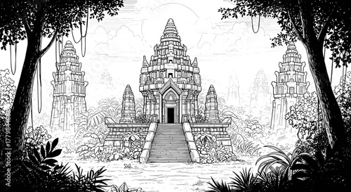 Ancient Khmer Temple Ruins Hidden Deep Within Lush Tropical Jungle Forest Landscape Landmark Architecture