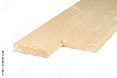 Natural wooden planks with smooth surface and interlocking edges for construction and design projects