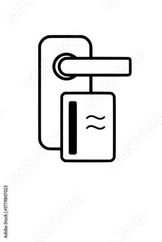 Modern door hanger with smart card promoting eco conscious hotel stay and sustainability for travel and tourism industry