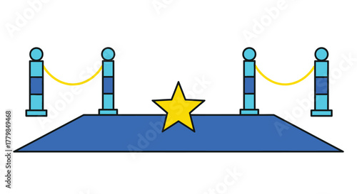 Red carpet event setup with star and velvet ropes silhouette