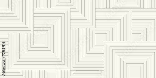 Vector seamless pattern. Geometric thin striped squares. Stylish monochrome background. Simple repeating swatch. Monochrome black ornament with concentric elements.