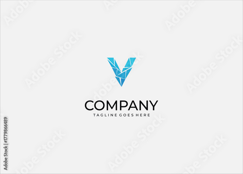 Abstract Polygonal Letter V Vector Logo for Victory Vertex Technology Digital Art Gaming Esport Abstract Design or Modern Dynamic Corporate Brand Identity