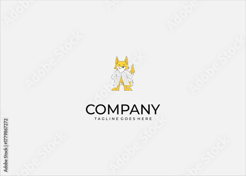 Fox Scientist Mascot Cartoon Vector: Clever Animal Character for Research, Education, and Consulting Services, Pointing to a Great Idea