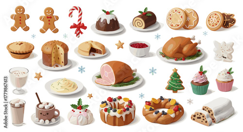 Collection of festive christmas food and treats