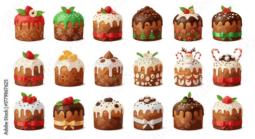 Collection of various decorated easter cakes