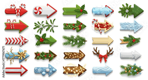Collection of christmas themed arrow icons