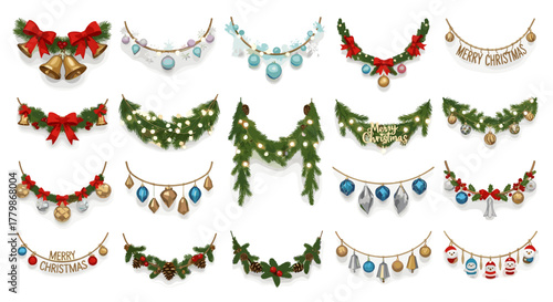 Collection of christmas garlands and decorations
