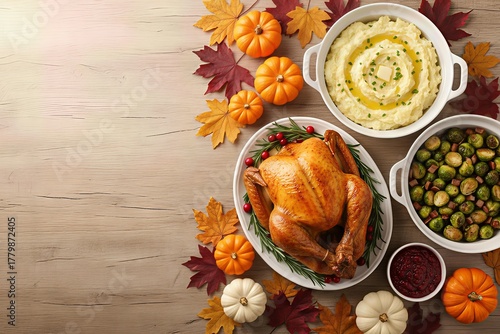 Minimalist Thanksgiving flat-lay with copy space