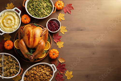 Minimalist Thanksgiving flat-lay with copy space