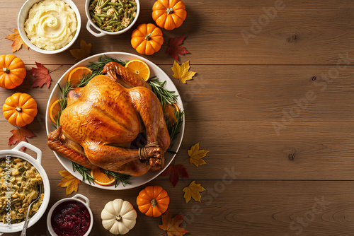 Minimalist Thanksgiving flat-lay with copy space