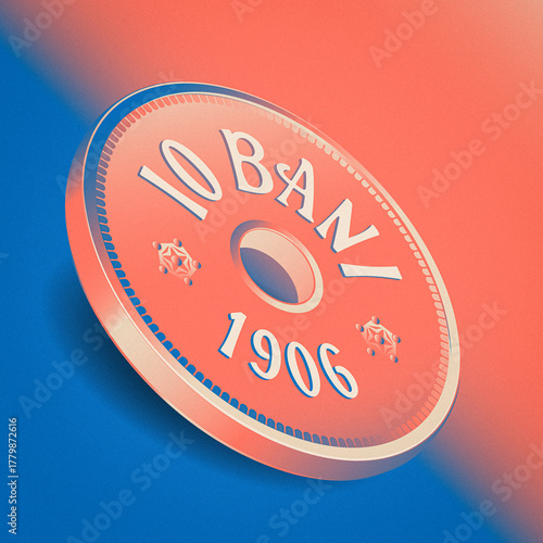 Vintage Romania - The 10 Bani Coin From 1906  - Retro Colours Poster