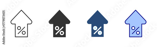 Tax Growth Icon Set. Designed In Multi Style