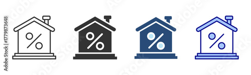 Home Tax Icon Set. Designed In Multi Style